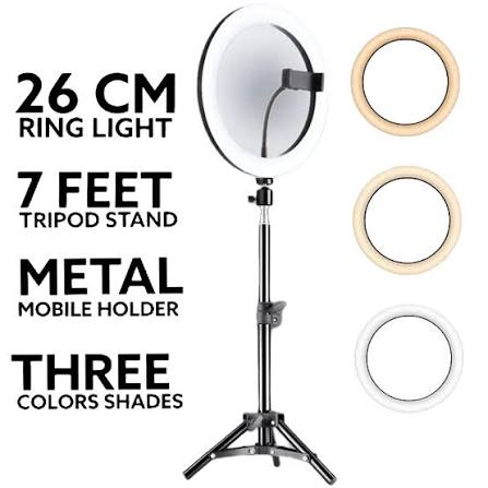 Portable 10-Inch LED Ring Light with 7 Feet Adjustable Tripod Stand & Mobile Holder