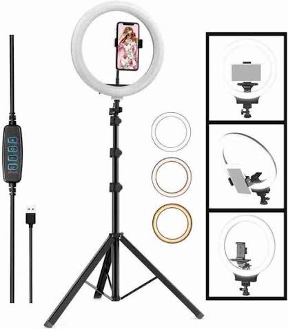 Portable 10-Inch LED Ring Light with 7 Feet Adjustable Tripod Stand & Mobile Holder